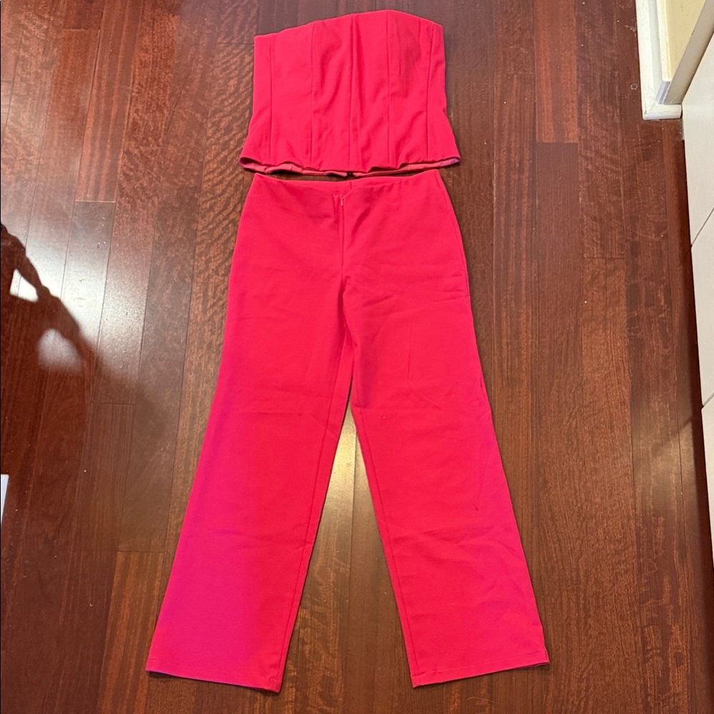 Farthingale Vibrant Pink Women's Jumpsuit, two pieces.